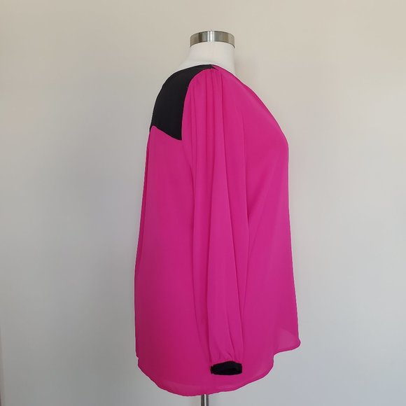 Vince Camuto Plus Size 2X Pink Black LS Top NWT - Picture 2 of 14